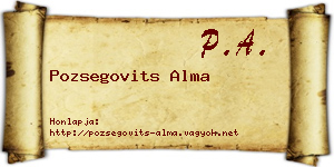 Pozsegovits Alma névjegykártya